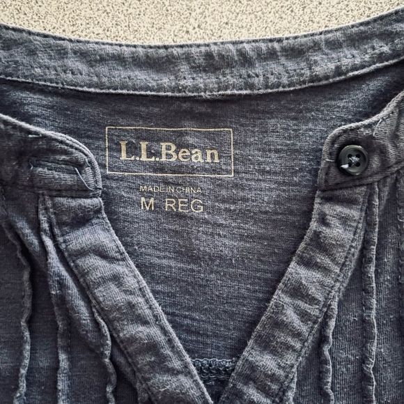 L.L.Bean cotton collarless half button V-neck - Picture 8 of 8